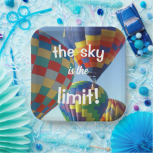 Colourful Hot Air Balloons "The Sky is the Limit!" Paper Plate