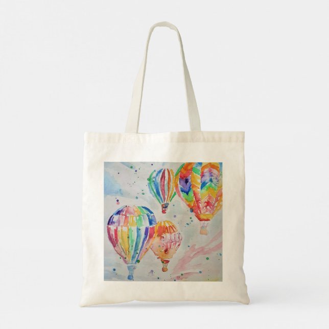 Colourful Hot Air Balloons Watercolour Painting Tote Bag (Back)