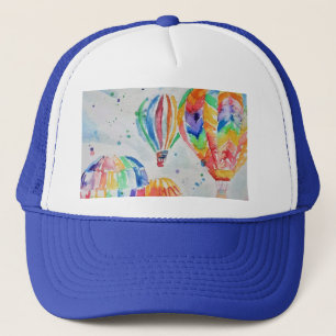 Colourful Hot Air Balloons Watercolour Painting Trucker Hat