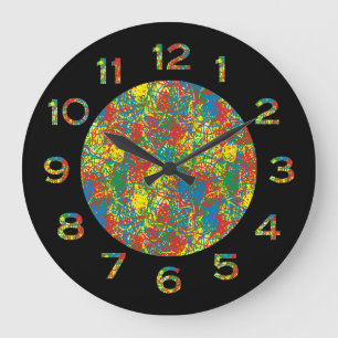 Colourful hot mess blast multi colour splash large clock