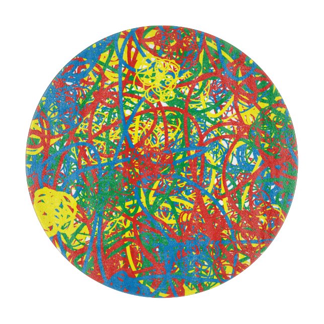 Colourful hot mess blast multi colour splash rainb cutting board (Front)