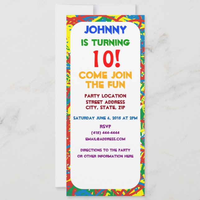 Colourful hot mess blast multi colour splash rainb invitation (Front)