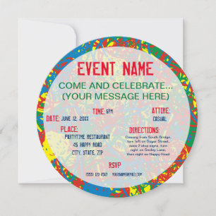 Colourful hot mess blast multi colour splash rainb invitation