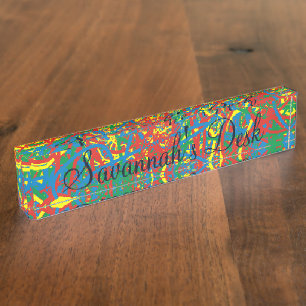Colourful hot mess blast multi colour splash rainb nameplate