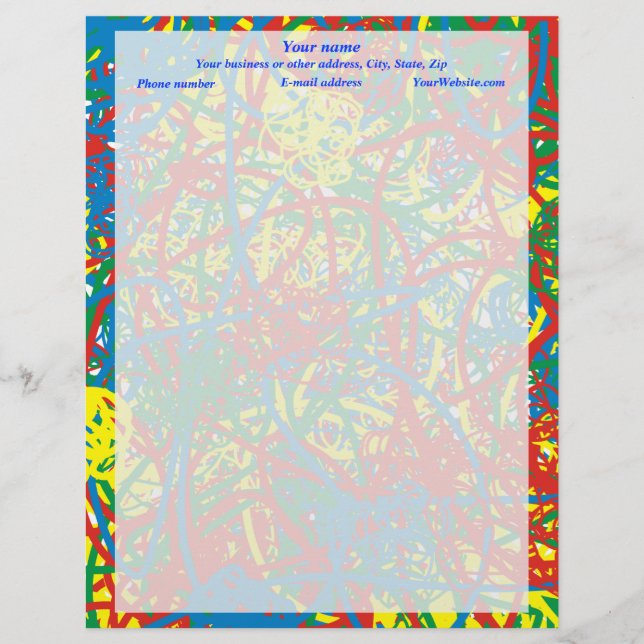 Colourful hot mess blast multi colour splash rainb personalized letterhead (Front)
