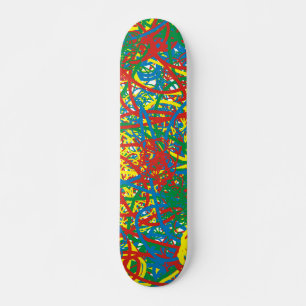 Colourful hot mess blast multi colour splash skateboard