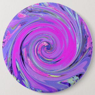 Colourful Hot Pink and Purple Boho Hippie Swirl 6 Cm Round Badge