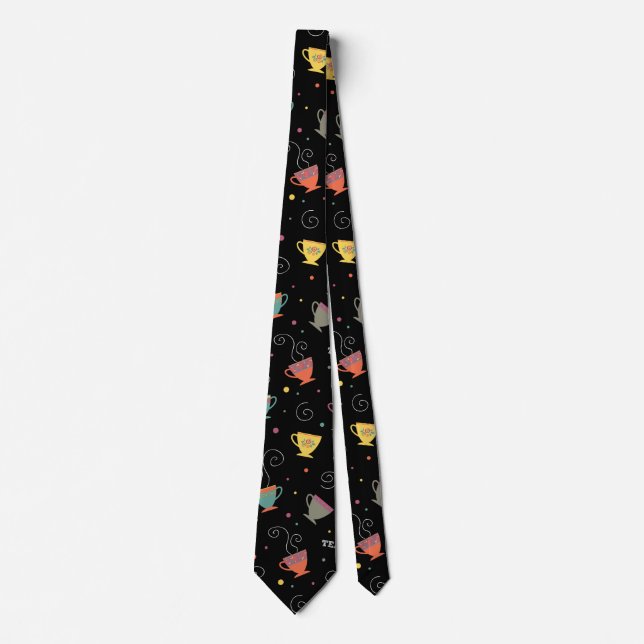 Colourful hot tea cups winter design tie (Front)
