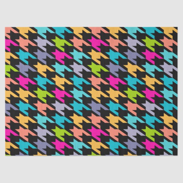Colourful houndstooth geometric pattern tissue paper (Front)