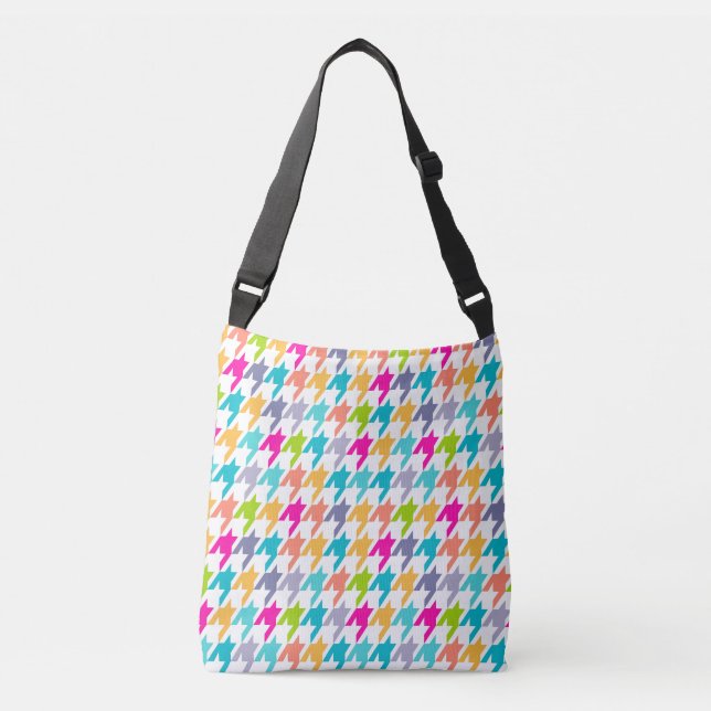 Colourful Houndstooth On White Seamless Pattern Crossbody Bag (Front)