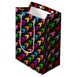 Colourful Houndstooth Pattern Black  Medium Gift Bag