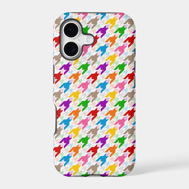 Colourful Houndstooth Pattern White  (Back)