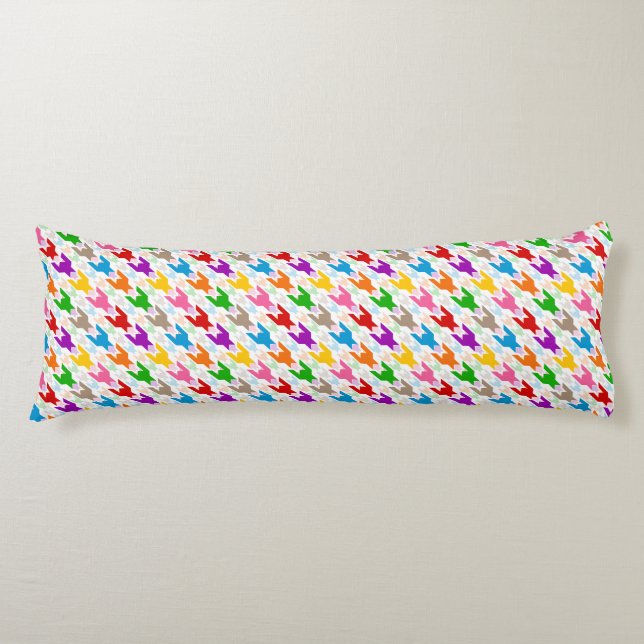 Colourful Houndstooth Pattern White  Body Cushion (Front)