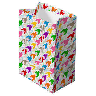 Colourful Houndstooth Pattern White  Medium Gift Bag
