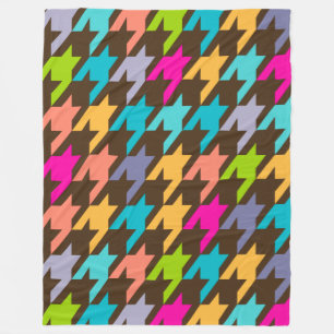 Colourful Houndstooth Seamless Pattern 4 Fleece Blanket