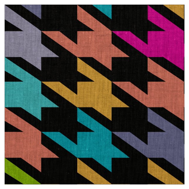 Colourful Houndstooth Seamless pattern Fabric (Swatch)