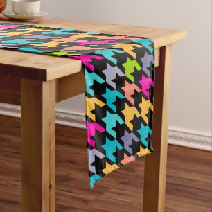 Colourful houndstooth seamless pattern short table runner