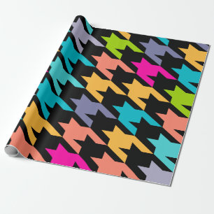 Colourful houndstooth seamless pattern wrapping paper