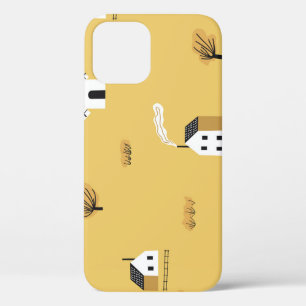 Colourful house, trees, horses landscape iPhone 12 case