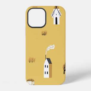 Colourful house, trees, horses landscape iPhone 12 case