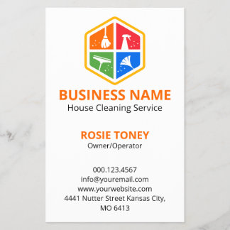 Colourful Housekeeping Service Logo QR Code Flyer