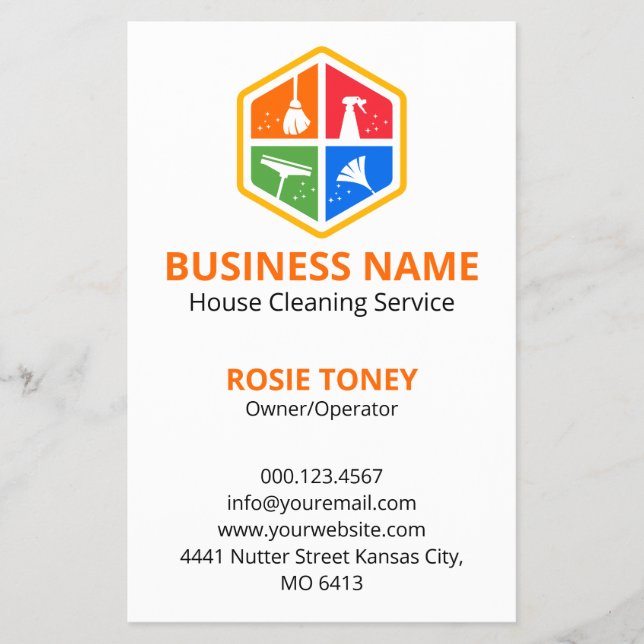 Colourful Housekeeping Service Logo QR Code Flyer (Front)