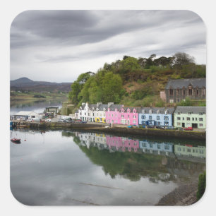 Colourful houses in Portree, Skye Square Sticker