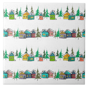 Colourful Houses In Winter Ceramic Tile