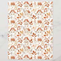 colourful Houses, leaves pattern scrapbook paper