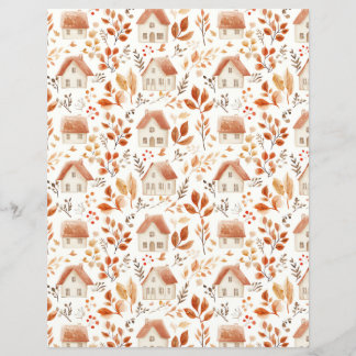 colourful Houses, leaves pattern scrapbook paper