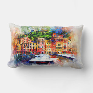 Colourful Houses on the Lake  Throw Pillow