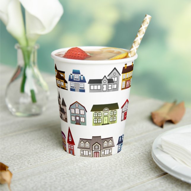 Colourful Houses Open House House Warming Paper Cups (Insitu)
