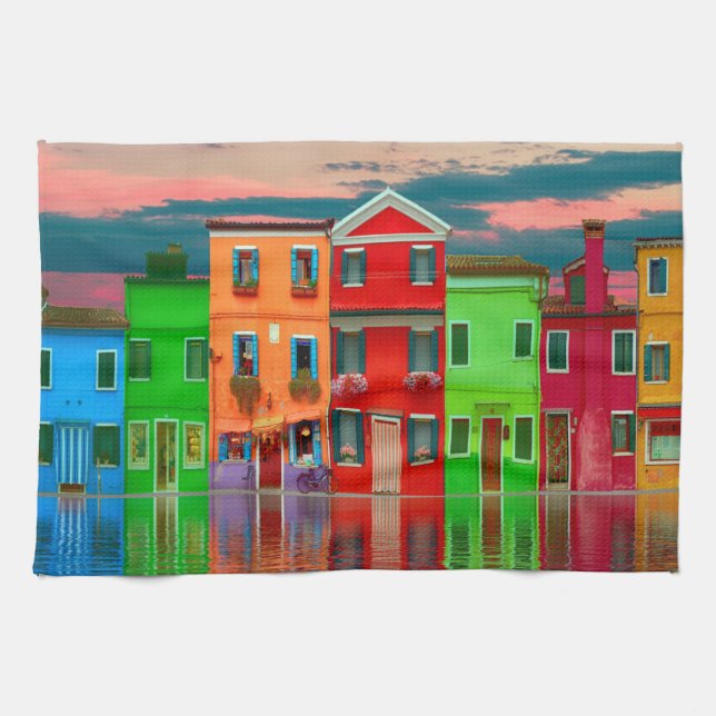 Colourful Houses Tea Towel (Horizontal)