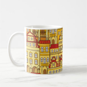 Colourful Houses Vintage City Pattern Coffee Mug