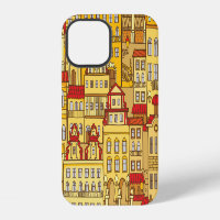 Colourful Houses Vintage City Pattern