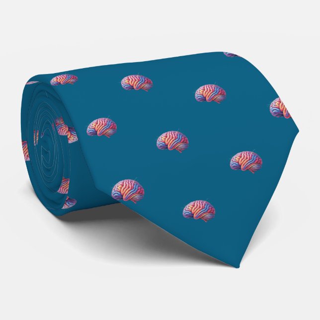 Colourful Human Brain Tie (Rolled)