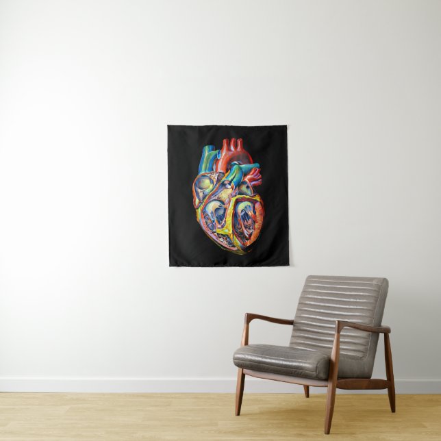 colourful human heart anatomy abstract art tapestry (In Situ)