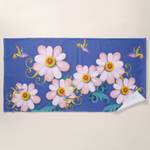 Colourful Humming Bird Beach Towel