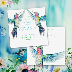 Colourful Hummingbird ANY Birthday Brunch Invitation