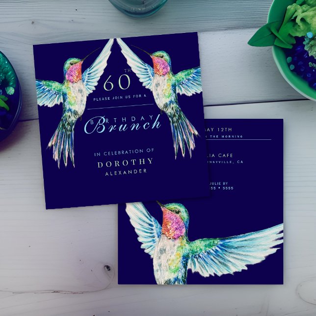 Colourful Hummingbird ANY Birthday Brunch Invitation (Creator Uploaded)