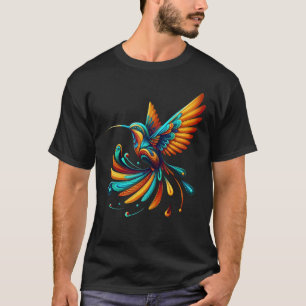 Colourful Hummingbird Flight Vibrant Feathers Natu T-Shirt