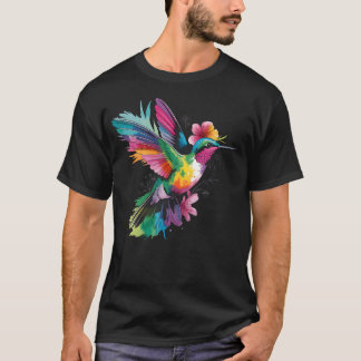 Colourful Hummingbird Floral Botanical T-Shirt