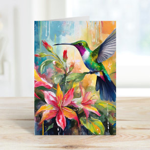 Colourful Hummingbird Modern Art Card