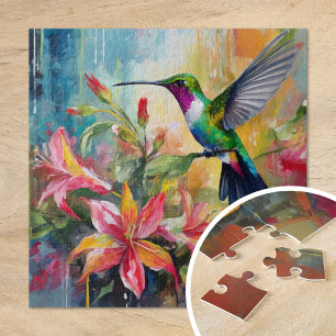 Colourful Hummingbird Modern Art Jigsaw Puzzle