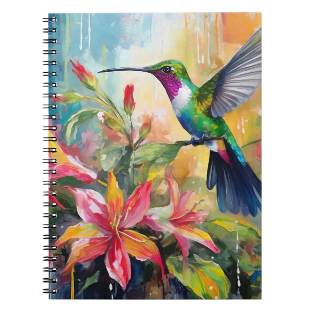 Colourful Hummingbird Modern Art Notebook (Front)