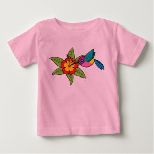 Colourful Hummingbird on Hibiscus Tropical Flower Baby T-Shirt