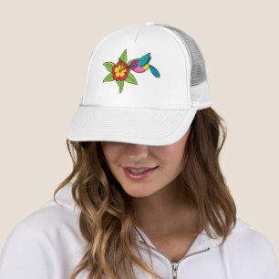 Colourful Hummingbird on Hibiscus Tropical Flower Trucker Hat