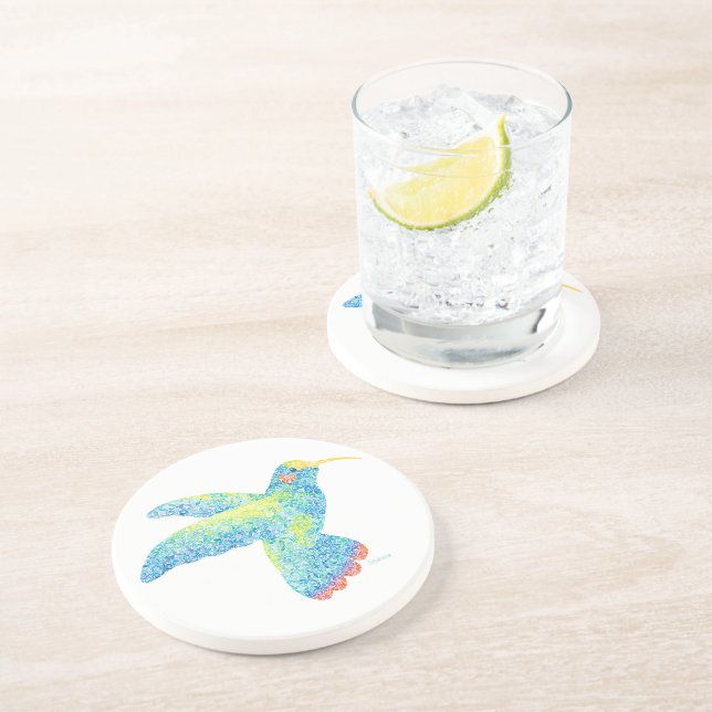 Colourful Hummingbird Sandstone Coaster (Side)