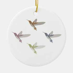 Colourful Hummingbirds Ceramic Tree Decoration
