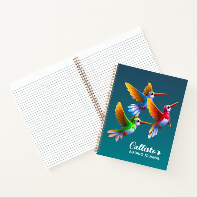 Colourful Hummingbirds in Flight Notebook (Inside)